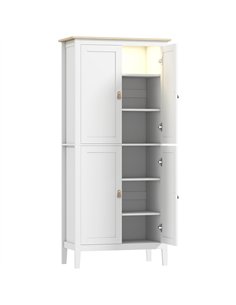 HOMCOM 176.5 cm Tall Pantry Cupboard with Motion Sensor LED Light - White