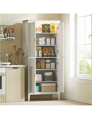 HOMCOM 176.5 cm Tall Pantry Cupboard with Motion Sensor LED Light - White