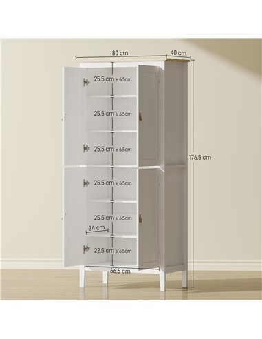 HOMCOM 176.5 cm Tall Pantry Cupboard with Motion Sensor LED Light - White