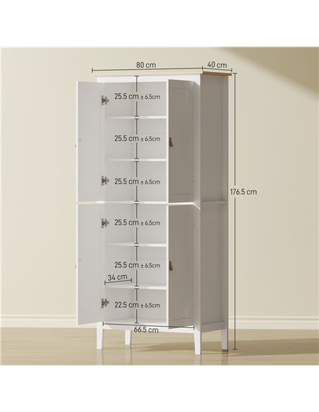 HOMCOM 176.5 cm Tall Pantry Cupboard with Motion Sensor LED Light - White - pic 183589 | FastDaddyshop