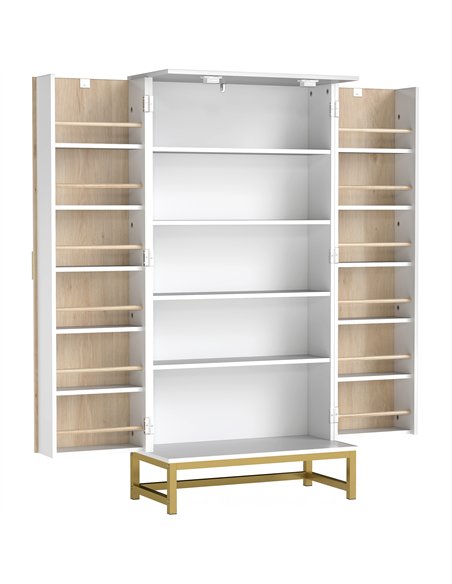 HOMCOM 119.5 cm Kitchen Cupboard, Freestanding Kitchen Cabinet with Double Doors, 5 Tiers, 12 Spice Racks, White - pic 183596 | FastDaddyshop