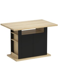 HOMCOM Kitchen Island with Spice Rack, Kitchen Storage with Large Tabletop for 4 People, Adjustable Shelves Black & Natural