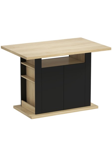 HOMCOM Kitchen Island with Spice Rack, Kitchen Storage with Large Tabletop for 4 People, Adjustable Shelves Black & Natural - pic 183605 | FastDaddyshop