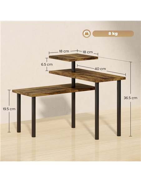 HOMCOM 3-Tier Kitchen Countertop Organiser, Adjustable Spice Rack, Corner Shelf for Kitchen, Coffee Bar, Bathroom, Rustic Brown - pic 183616 | FastDaddyshop
