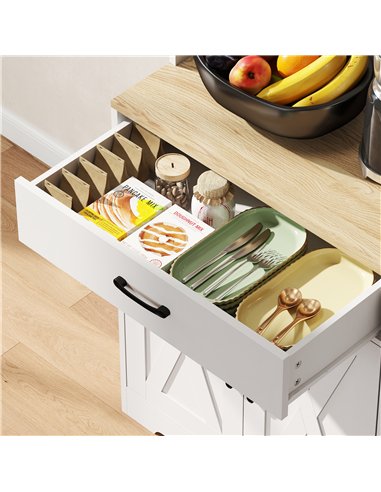 HOMCOM 175 cm Tall Kitchen Pantry Cabinet with Microwave Stand, Freestanding Pantry Cupboard, White