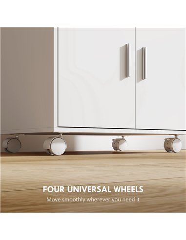 HOMCOM Kitchen Trolley with Wheels, Modern Mobile Microwave Stand with Slide-Out Shelf, Drawer and 2 Doors for Dining Room