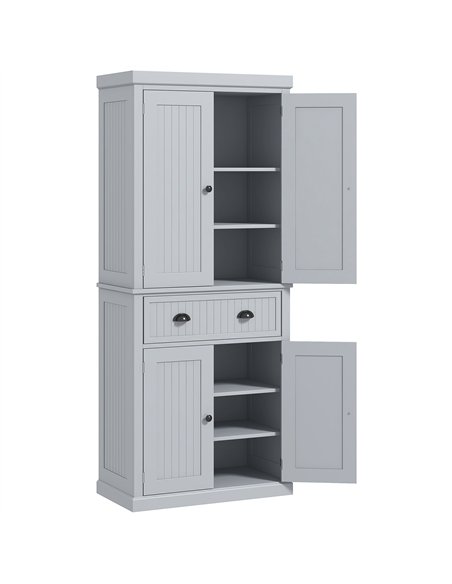 HOMCOM Multi-Storage Mid-Century Kitchen Cabinet - Grey - pic 183668 | FastDaddyshop