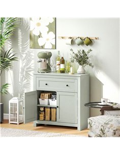 HOMCOM Sideboard Storage Cabinet, Modern Kitchen Cupboard with Adjustable Shelf, Drawer and Double Doors, Green 2
