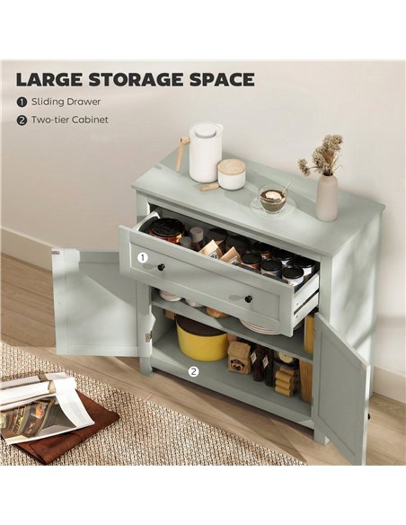 HOMCOM Sideboard Storage Cabinet, Modern Kitchen Cupboard with Adjustable Shelf, Drawer and Double Doors, Green - pic 183680 | FastDaddyshop