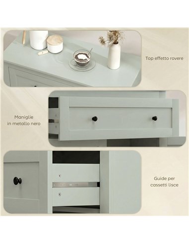 HOMCOM Sideboard Storage Cabinet, Modern Kitchen Cupboard with Adjustable Shelf, Drawer and Double Doors, Green
