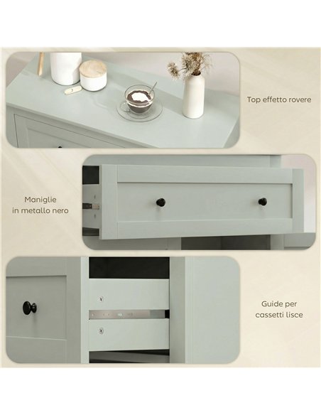 HOMCOM Sideboard Storage Cabinet, Modern Kitchen Cupboard with Adjustable Shelf, Drawer and Double Doors, Green - pic 183683 | FastDaddyshop