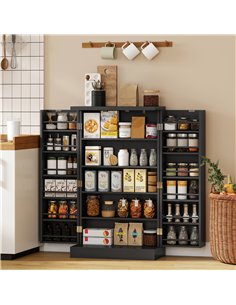 HOMCOM Kitchen Cupboard, Freestanding Multi-Storage Kitchen Pantry Cabinet with Adjustable Shelves, Black 2