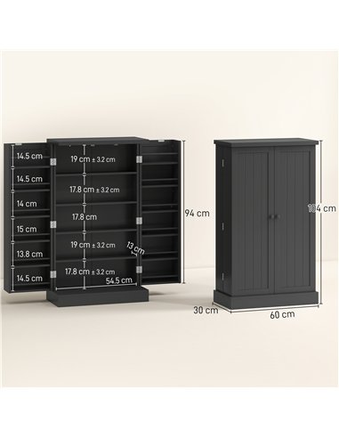 HOMCOM Kitchen Cupboard, Freestanding Multi-Storage Kitchen Pantry Cabinet with Adjustable Shelves, Black