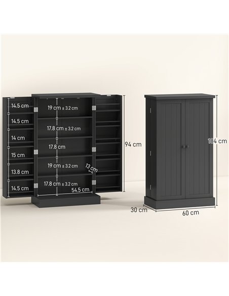 HOMCOM Kitchen Cupboard, Freestanding Multi-Storage Kitchen Pantry Cabinet with Adjustable Shelves, Black - pic 183697 | FastDaddyshop