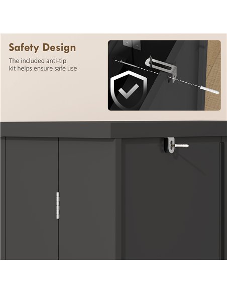 HOMCOM Kitchen Cupboard, Freestanding Multi-Storage Kitchen Pantry Cabinet with Adjustable Shelves, Black - pic 183701 | FastDaddyshop