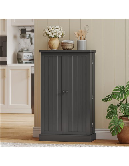 HOMCOM Kitchen Cupboard, Freestanding Multi-Storage Kitchen Pantry Cabinet with Adjustable Shelves, Black - pic 183702 | FastDaddyshop