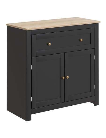 HOMCOM Sideboard Storage Cabinet, Modern Kitchen Cupboard with Adjustable Shelf, Drawer and Double Doors, Black - pic 183704 | FastDaddyshop