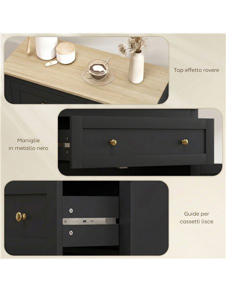 HOMCOM Sideboard Storage Cabinet, Modern Kitchen Cupboard with Adjustable Shelf, Drawer and Double Doors, Black - pic 183710 | FastDaddyshop