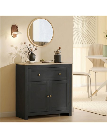 HOMCOM Sideboard Storage Cabinet, Modern Kitchen Cupboard with Adjustable Shelf, Drawer and Double Doors, Black - pic 183712 | FastDaddyshop