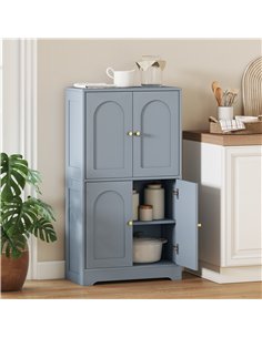 HOMCOM 4-Door Kitchen Storage Cabinet with Adjustable Shelves - Grey 2