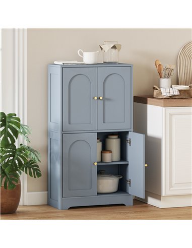 HOMCOM 4-Door Kitchen Storage Cabinet with Adjustable Shelves - Grey
