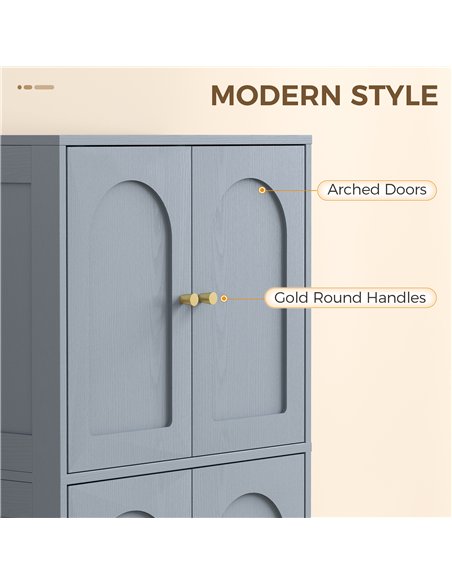 HOMCOM 4-Door Kitchen Storage Cabinet with Adjustable Shelves - Grey - pic 183716 | FastDaddyshop