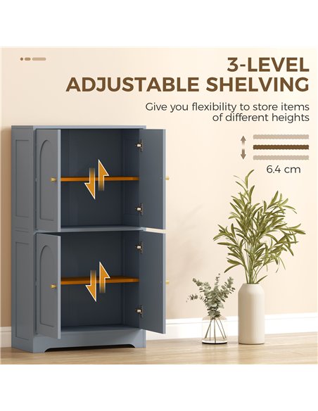 HOMCOM 4-Door Kitchen Storage Cabinet with Adjustable Shelves - Grey - pic 183718 | FastDaddyshop