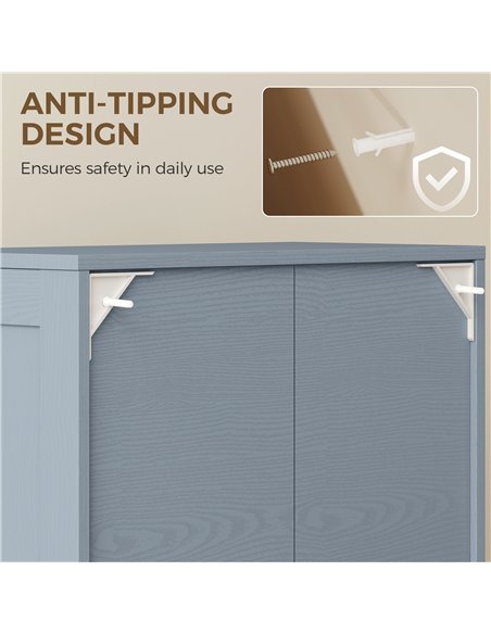 HOMCOM 4-Door Kitchen Storage Cabinet with Adjustable Shelves - Grey - pic 183719 | FastDaddyshop
