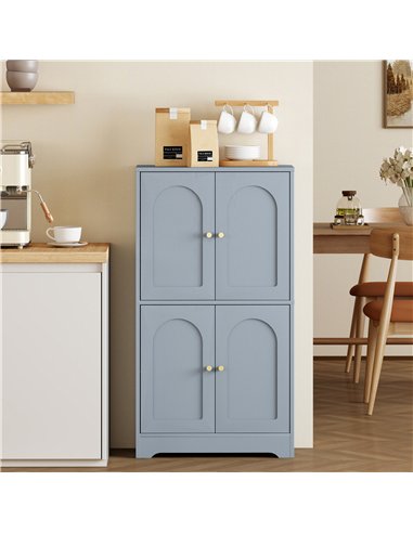 HOMCOM 4-Door Kitchen Storage Cabinet with Adjustable Shelves - Grey