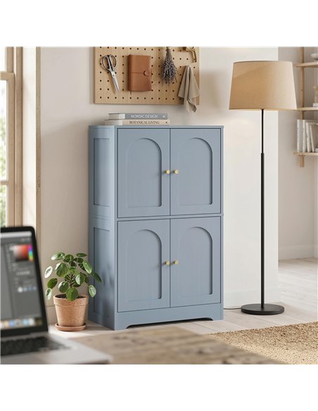 HOMCOM 4-Door Kitchen Storage Cabinet with Adjustable Shelves - Grey - pic 183721 | FastDaddyshop