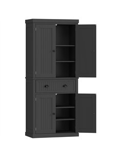 HOMCOM Kitchen Storage Cabinet with Drawer and Adjustable Shelves - Black