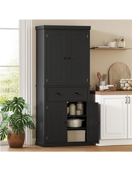 HOMCOM Kitchen Storage Cabinet with Drawer and Adjustable Shelves - Black - pic 183723 | FastDaddyshop