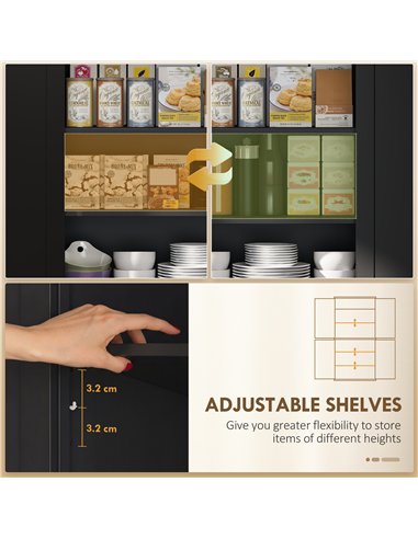 HOMCOM Kitchen Storage Cabinet with Drawer and Adjustable Shelves - Black