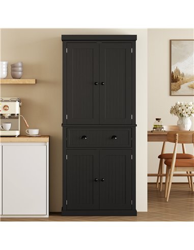 HOMCOM Kitchen Storage Cabinet with Drawer and Adjustable Shelves - Black