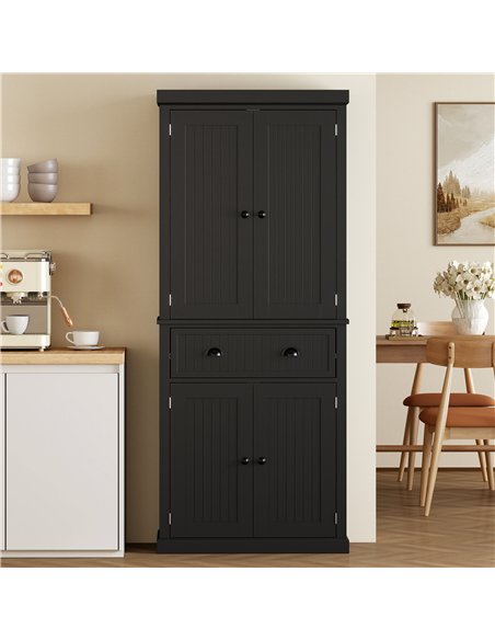 HOMCOM Kitchen Storage Cabinet with Drawer and Adjustable Shelves - Black - pic 183729 | FastDaddyshop
