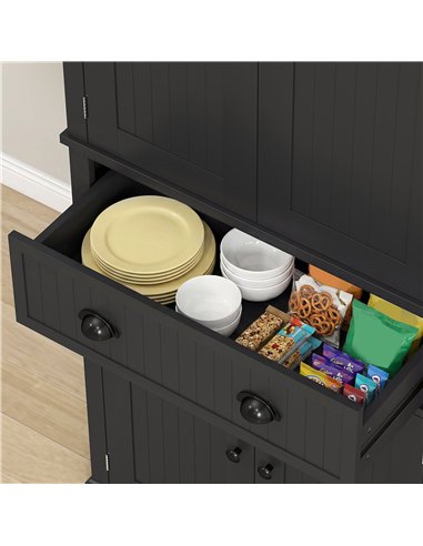HOMCOM Kitchen Storage Cabinet with Drawer and Adjustable Shelves - Black