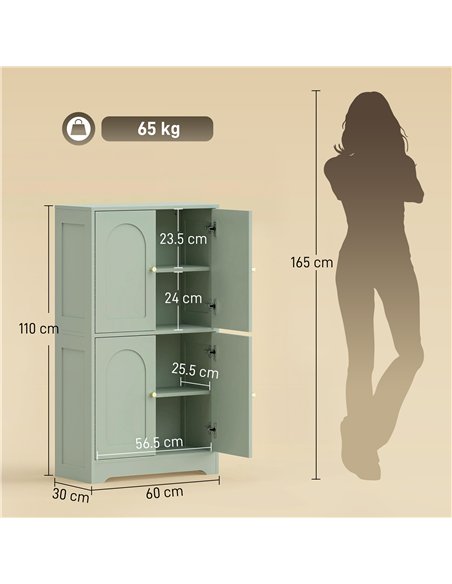 HOMCOM 4-Door Kitchen Storage Cabinet with Adjustable Shelves - Green - pic 183733 | FastDaddyshop