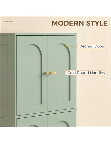 HOMCOM 4-Door Kitchen Storage Cabinet with Adjustable Shelves - Green