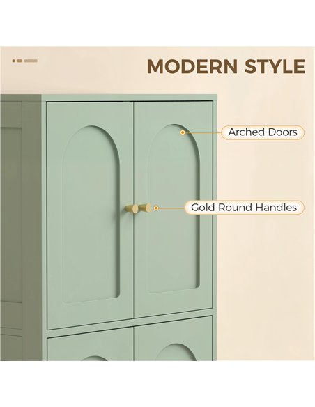 HOMCOM 4-Door Kitchen Storage Cabinet with Adjustable Shelves - Green - pic 183734 | FastDaddyshop