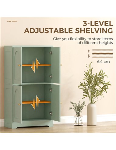 HOMCOM 4-Door Kitchen Storage Cabinet with Adjustable Shelves - Green