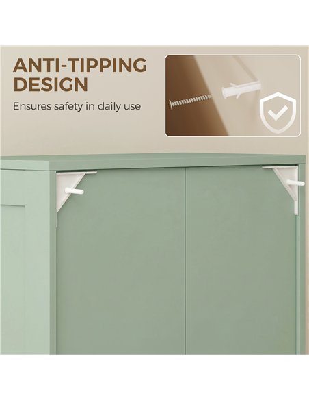 HOMCOM 4-Door Kitchen Storage Cabinet with Adjustable Shelves - Green - pic 183737 | FastDaddyshop