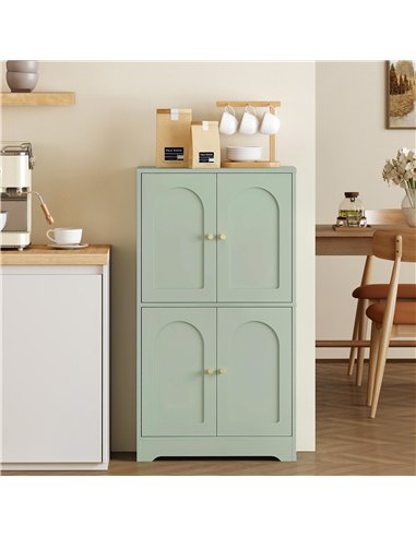 HOMCOM 4-Door Kitchen Storage Cabinet with Adjustable Shelves - Green