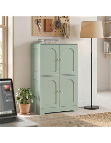 HOMCOM 4-Door Kitchen Storage Cabinet with Adjustable Shelves - Green