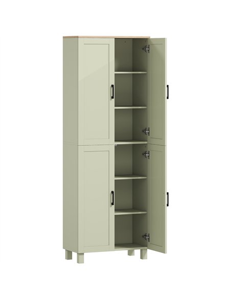 HOMCOM Freestanding Kitchen Cupboard, 4-Door Storage Cabinet with Adjustable Shelves, Modern Kitchen Pantry, 170cm, Green - pic 183740 | FastDaddyshop