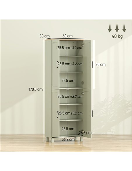 HOMCOM Freestanding Kitchen Cupboard, 4-Door Storage Cabinet with Adjustable Shelves, Modern Kitchen Pantry, 170cm, Green - pic 183742 | FastDaddyshop