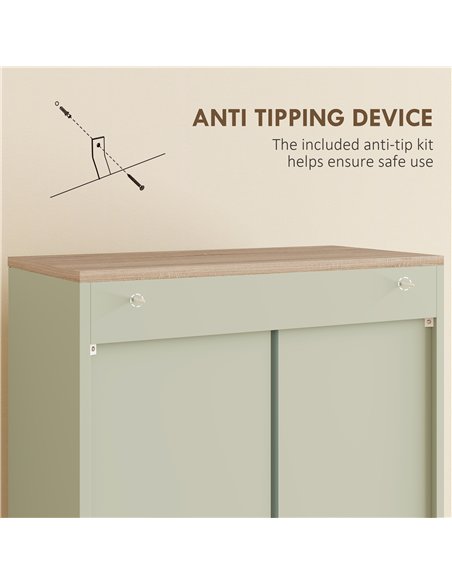 HOMCOM Freestanding Kitchen Cupboard, 4-Door Storage Cabinet with Adjustable Shelves, Modern Kitchen Pantry, 170cm, Green - pic 183745 | FastDaddyshop