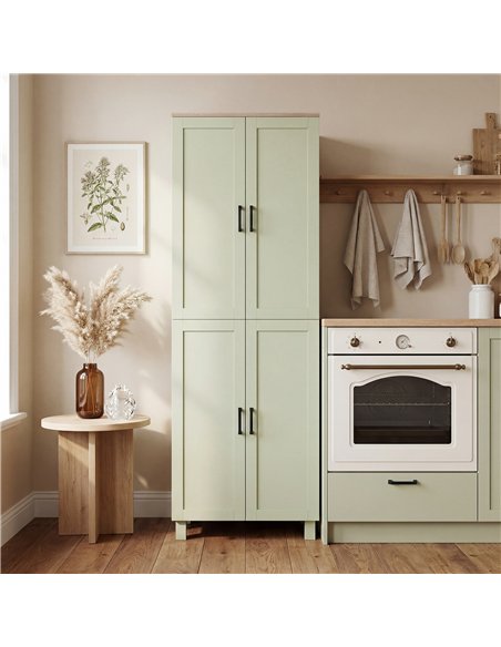 HOMCOM Freestanding Kitchen Cupboard, 4-Door Storage Cabinet with Adjustable Shelves, Modern Kitchen Pantry, 170cm, Green - pic 183748 | FastDaddyshop