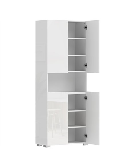 HOMCOM 180 cm Tall Kitchen Cupboard, Pantry Storage Cabinet with Soft Close Doors and Adjustable Shelves, High Gloss White - pic 183749 | FastDaddyshop