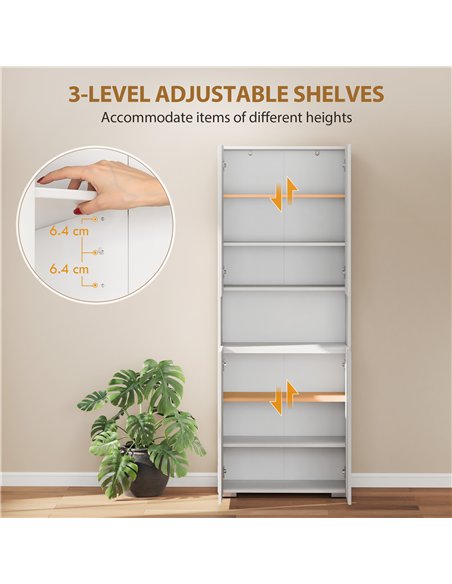 HOMCOM 180 cm Tall Kitchen Cupboard, Pantry Storage Cabinet with Soft Close Doors and Adjustable Shelves, High Gloss White - pic 183754 | FastDaddyshop