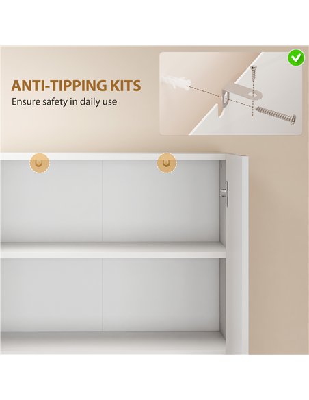 HOMCOM 180 cm Tall Kitchen Cupboard, Pantry Storage Cabinet with Soft Close Doors and Adjustable Shelves, High Gloss White - pic 183756 | FastDaddyshop